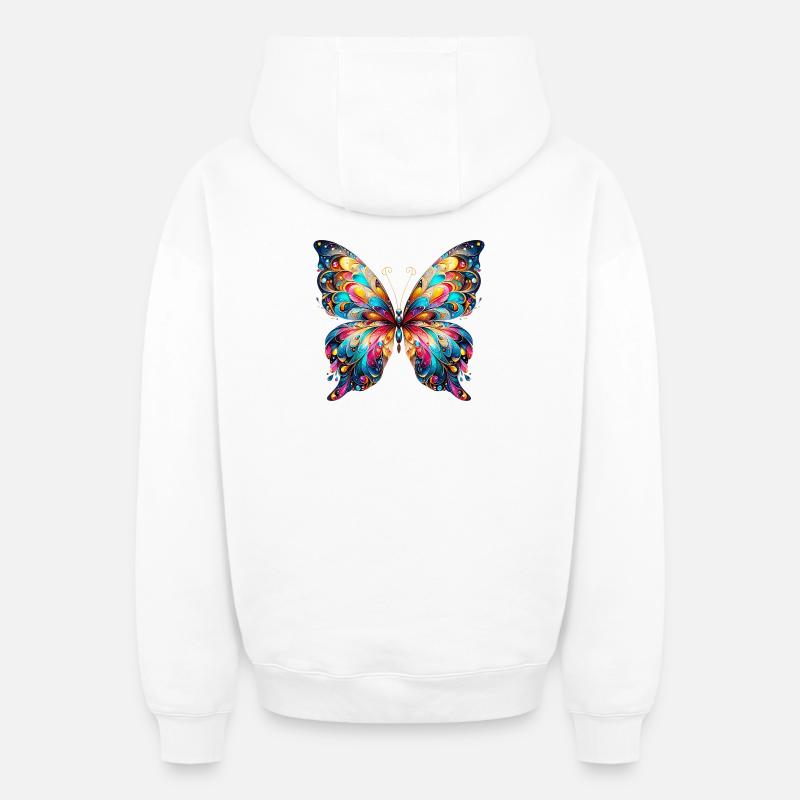 Papillon - Sweat à capuche unisexe zippé oversize épais SPREAD - blanc