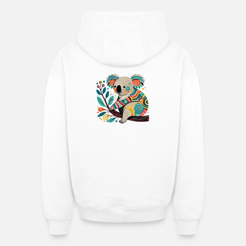 Koala - Sweat à capuche unisexe zippé oversize épais SPREAD - blanc
