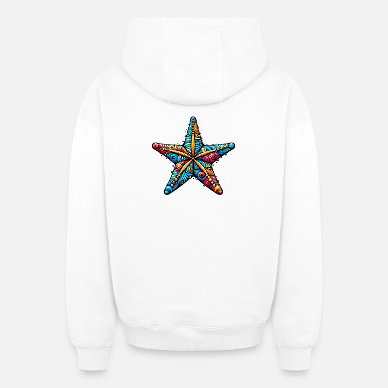 Étoile de mer - Sweat à capuche unisexe zippé oversize épais SPREAD - blanc