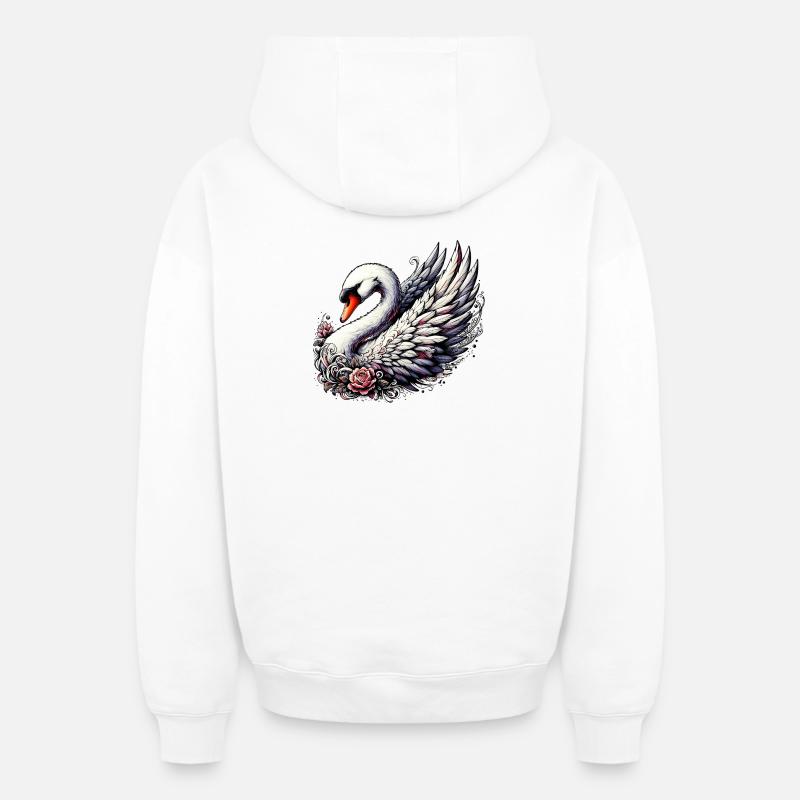 Cygne - Sweat à capuche unisexe zippé oversize épais SPREAD - blanc