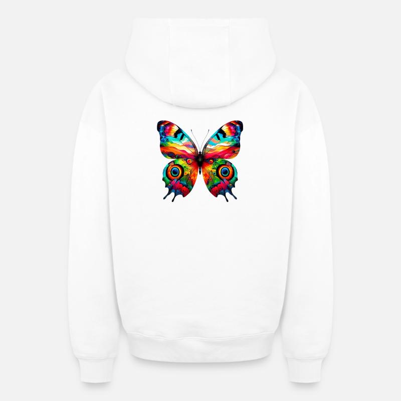 Papillon - Sweat à capuche unisexe zippé oversize épais SPREAD - blanc