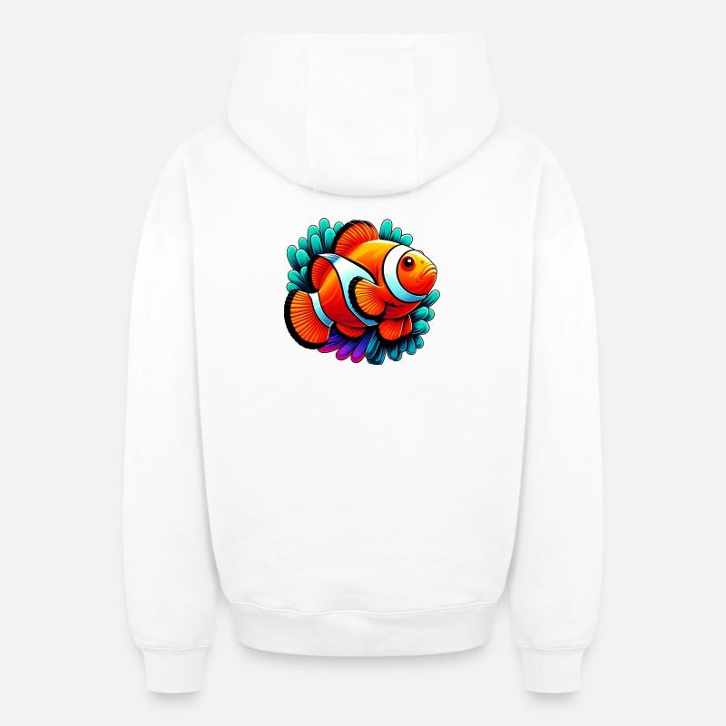 Poisson-clown - Sweat à capuche unisexe zippé oversize épais SPREAD - blanc