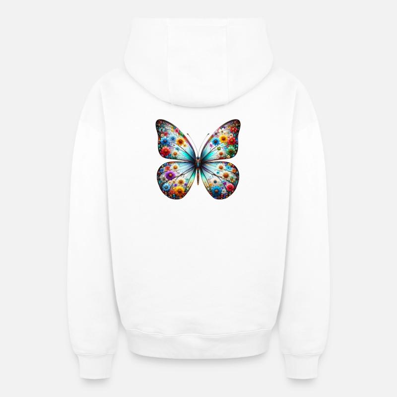 Papillon - Sweat à capuche unisexe zippé oversize épais SPREAD - blanc