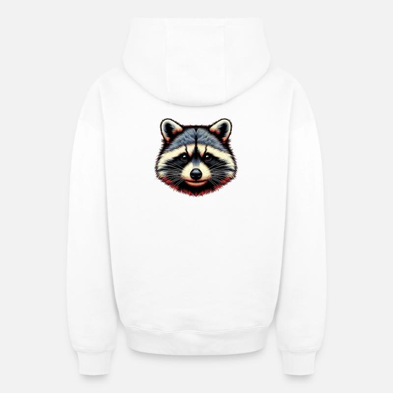 Raton laveur - Sweat à capuche unisexe zippé oversize épais SPREAD - blanc