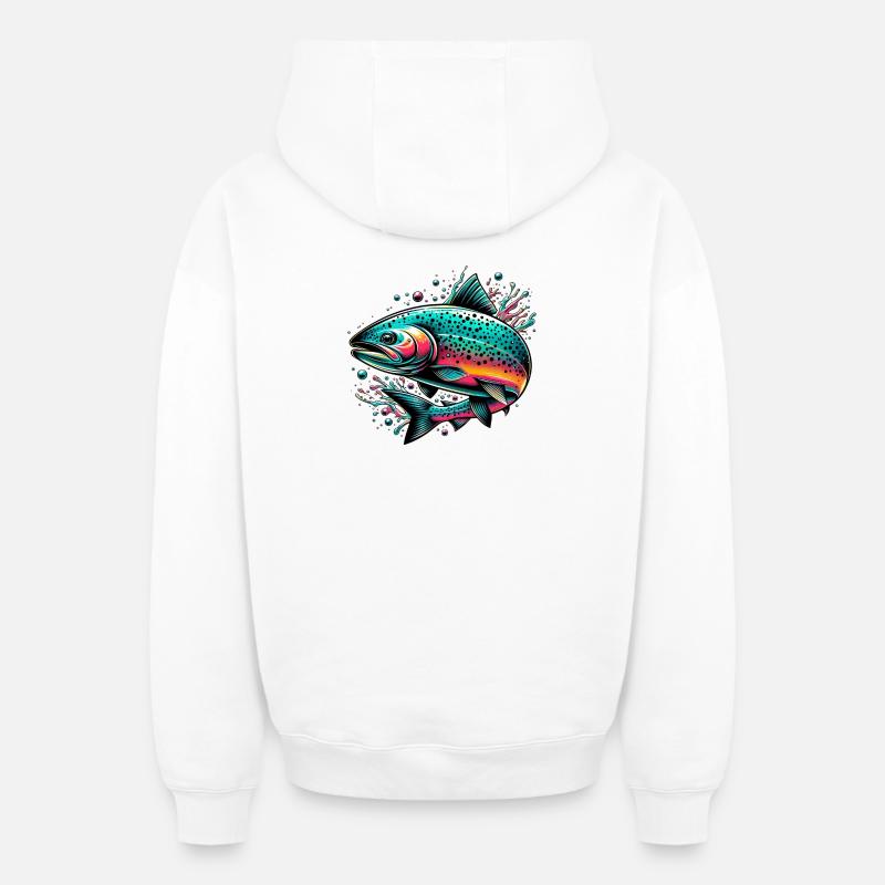 Saumon - Sweat à capuche unisexe zippé oversize épais SPREAD - blanc