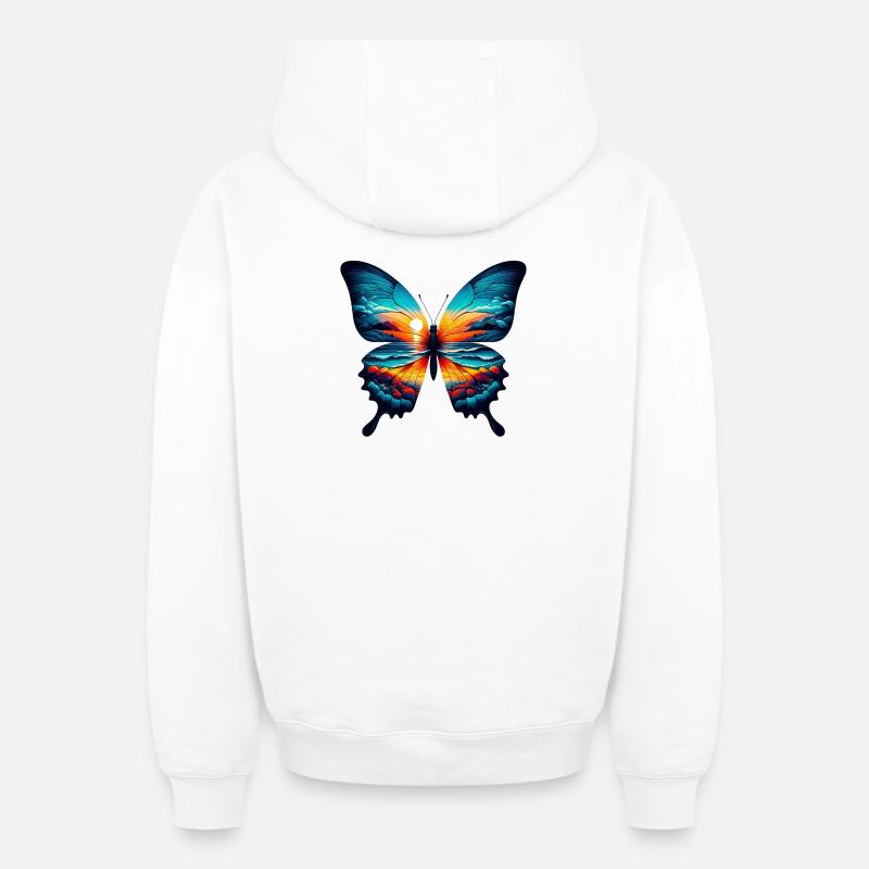 Papillon - Sweat à capuche unisexe zippé oversize épais SPREAD - blanc