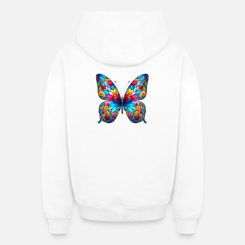 Papillon - Sweat à capuche unisexe zippé oversize épais SPREAD - blanc