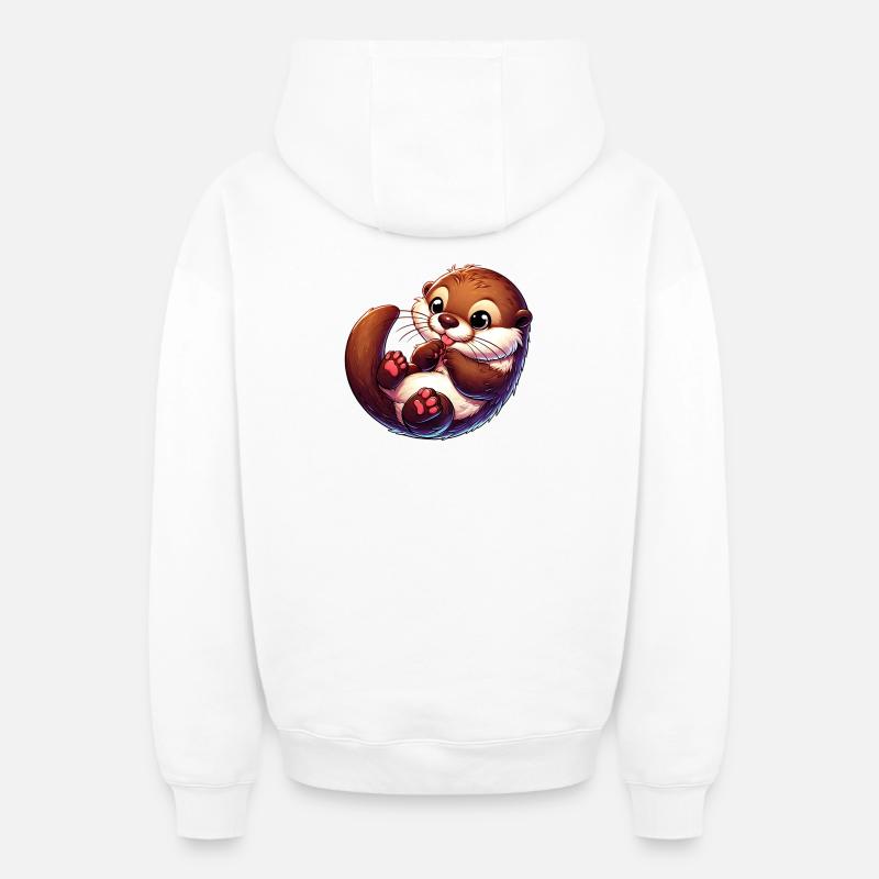 Loutre - Sweat à capuche unisexe zippé oversize épais SPREAD - blanc