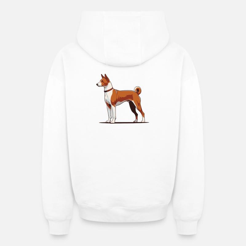 Basenji - Sweat à capuche unisexe zippé oversize épais SPREAD - blanc