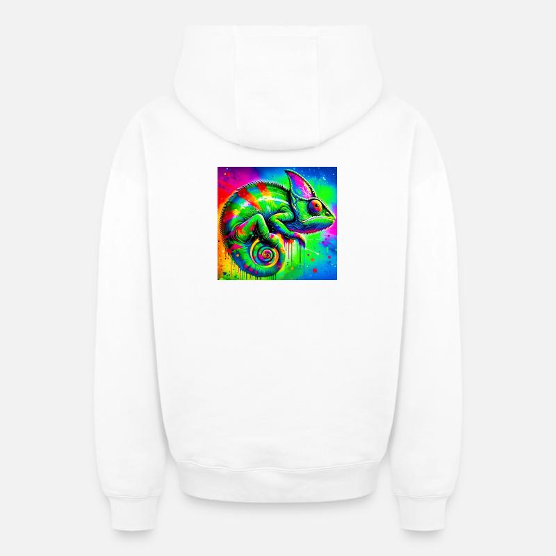 caméléon - Sweat à capuche unisexe zippé oversize épais SPREAD - blanc