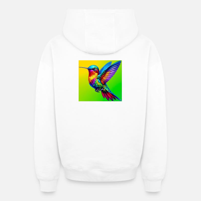 colibri - Sweat à capuche unisexe zippé oversize épais SPREAD - blanc