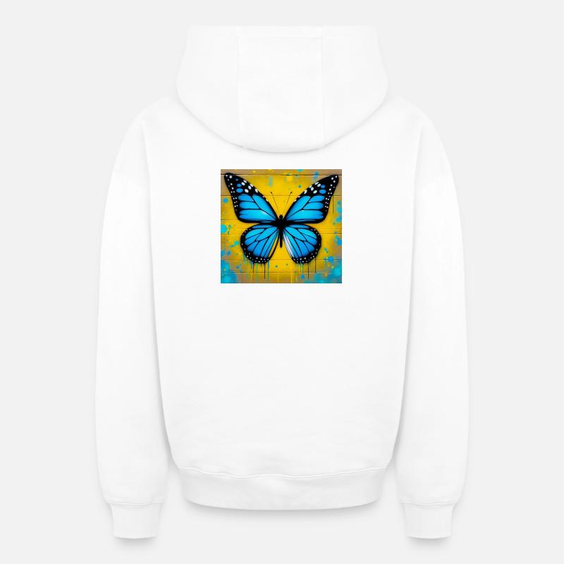 papillon - Sweat à capuche unisexe zippé oversize épais SPREAD - blanc
