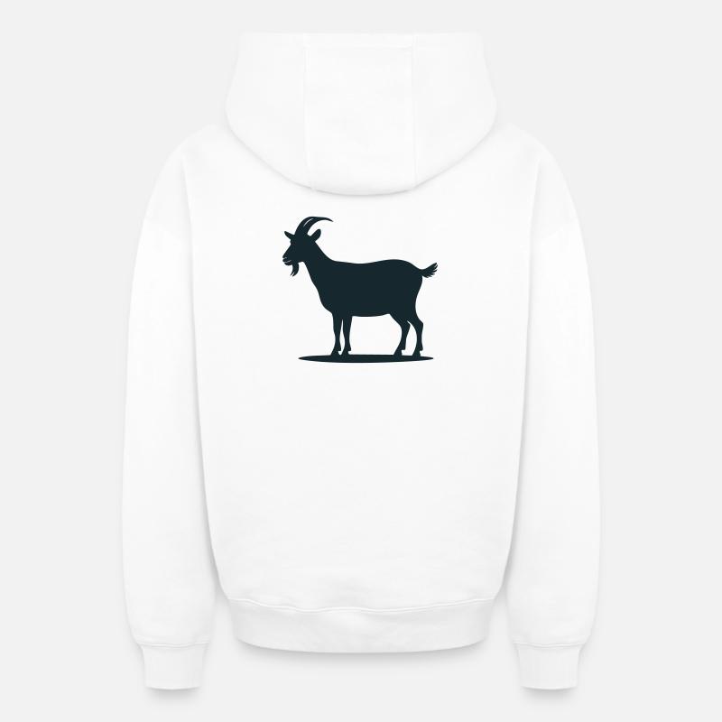 Chèvre - Sweat à capuche unisexe zippé oversize épais SPREAD - blanc