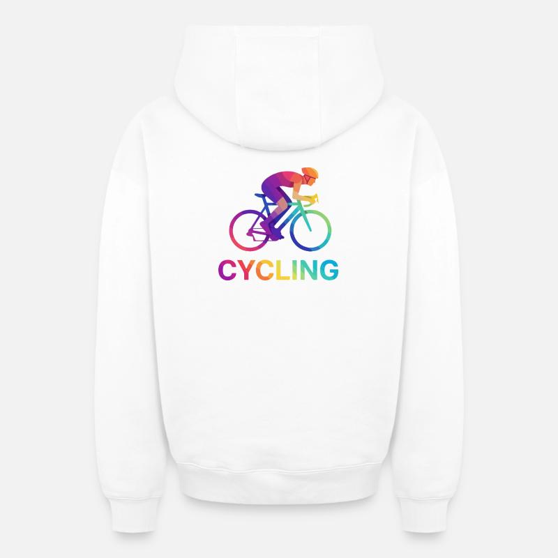 Lebendiges Regenbogen-Radfahrerdesign - Oversized Heavyweight Unisex Zip Hoodie - Weiß