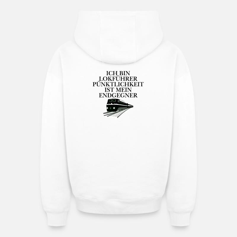 Conception du conducteur de train - Sweat à capuche unisexe zippé oversize épais SPREAD - blanc