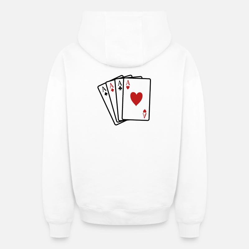 Cartes de poker - Sweat à capuche unisexe zippé oversize épais SPREAD - blanc