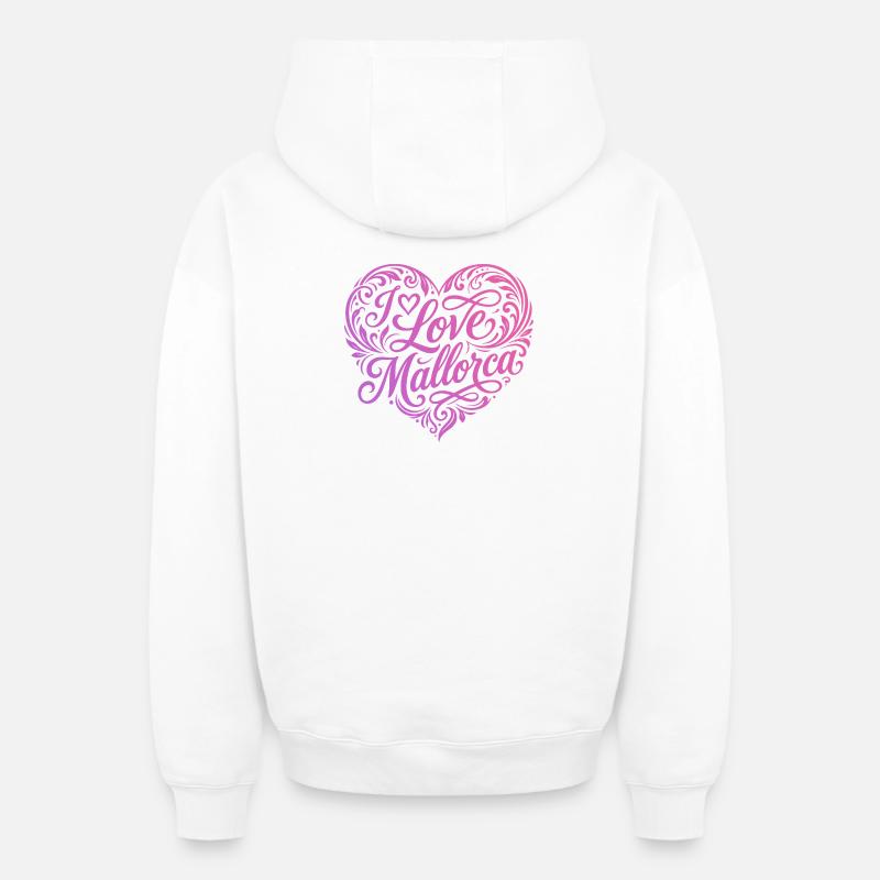 J’adore Majorque - Sweat à capuche unisexe zippé oversize épais SPREAD - blanc