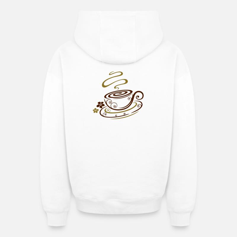 Café, de café, de café - Sweat à capuche unisexe zippé oversize épais SPREAD - blanc