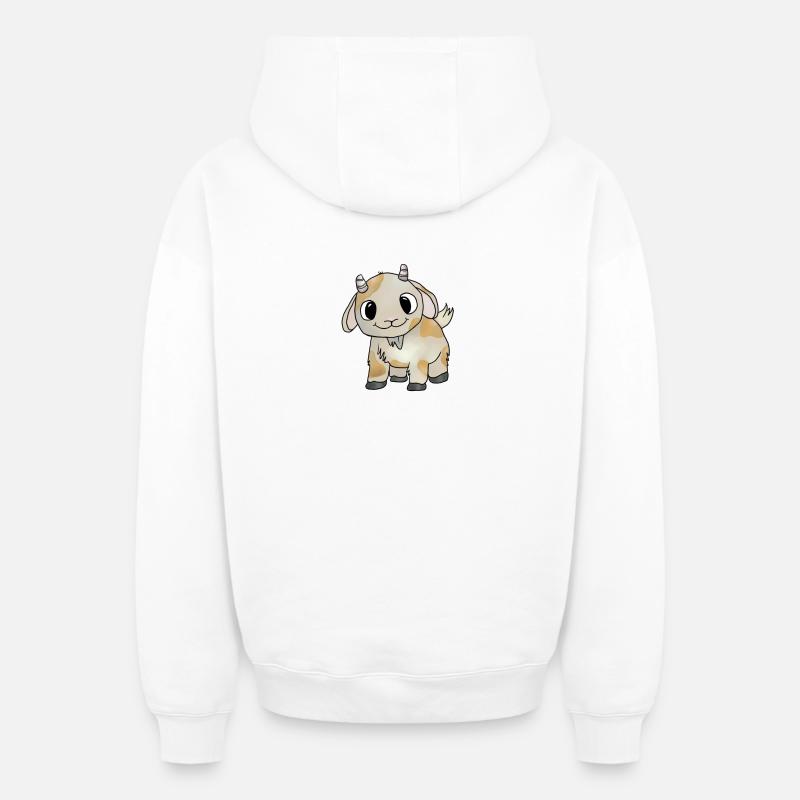 petite chèvre - Sweat à capuche unisexe zippé oversize épais SPREAD - blanc