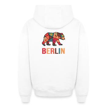Hauptstad Berlin Grand motif pour les Berlinois - Sweat à capuche unisexe zippé oversize épais SPREAD - blanc - Dos - AI Model Male 178 light (178cm)