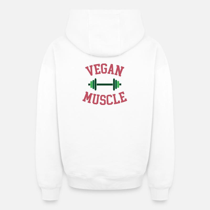 Muscle végétalien - Sweat à capuche unisexe zippé oversize épais SPREAD - blanc
