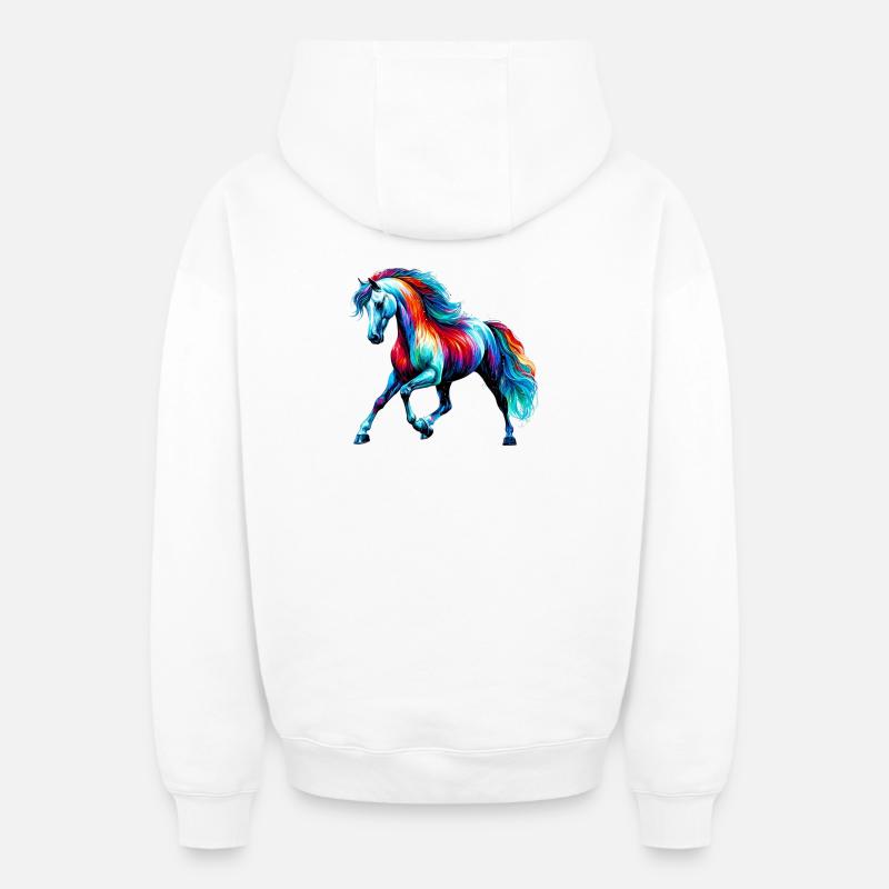 Cheval - Sweat à capuche unisexe zippé oversize épais SPREAD - blanc
