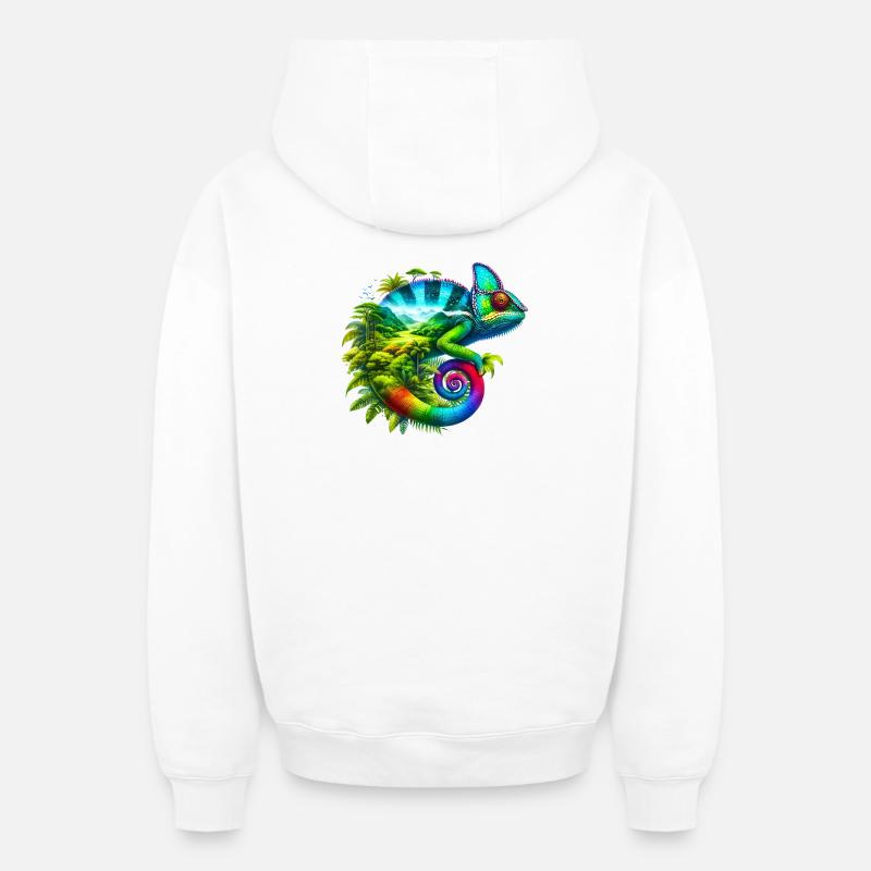 Caméléon - Sweat à capuche unisexe zippé oversize épais SPREAD - blanc