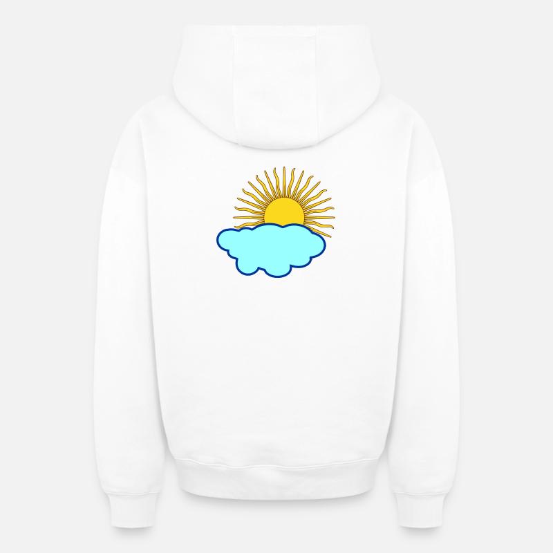Soleil derrière les nuages - Sweat à capuche unisexe zippé oversize épais SPREAD - blanc