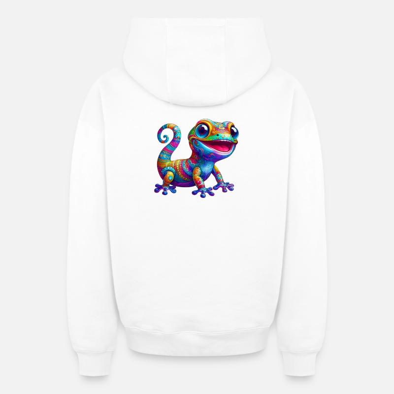 Gecko - Sweat à capuche unisexe zippé oversize épais SPREAD - blanc