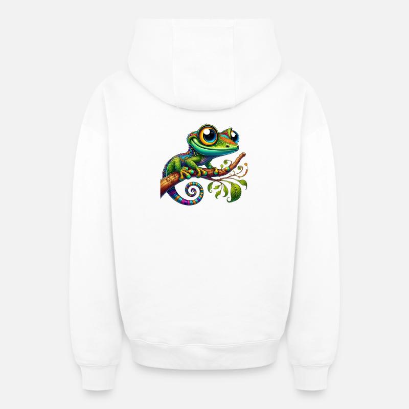 Gecko - Sweat à capuche unisexe zippé oversize épais SPREAD - blanc