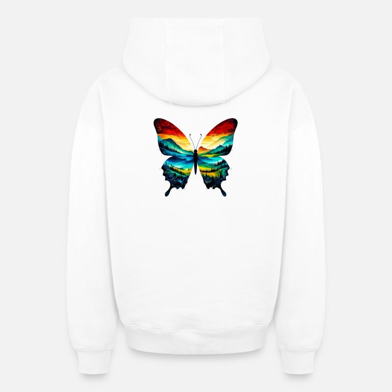 Papillon - Sweat à capuche unisexe zippé oversize épais SPREAD - blanc