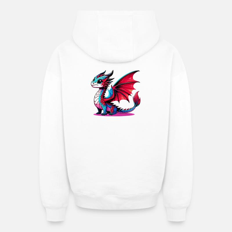 Dragon - Sweat à capuche unisexe zippé oversize épais SPREAD - blanc