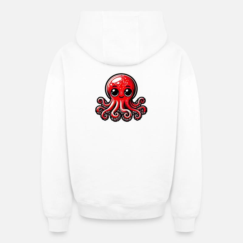 Pieuvre - Sweat à capuche unisexe zippé oversize épais SPREAD - blanc