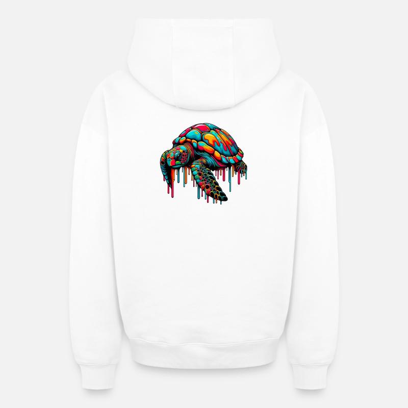 Tortue - Sweat à capuche unisexe zippé oversize épais SPREAD - blanc