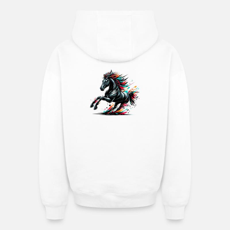 Cheval - Sweat à capuche unisexe zippé oversize épais SPREAD - blanc