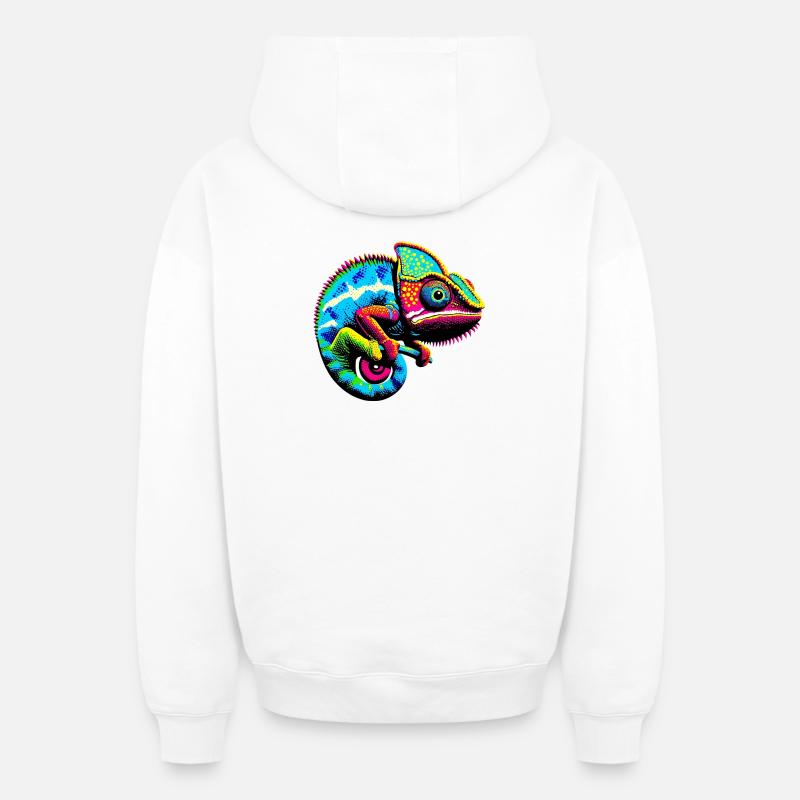 Caméléon - Sweat à capuche unisexe zippé oversize épais SPREAD - blanc
