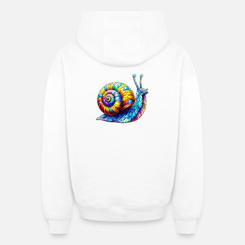 Escargot - Sweat à capuche unisexe zippé oversize épais SPREAD - blanc