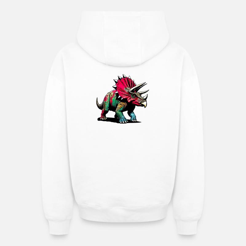 Dinosaure - Sweat à capuche unisexe zippé oversize épais SPREAD - blanc