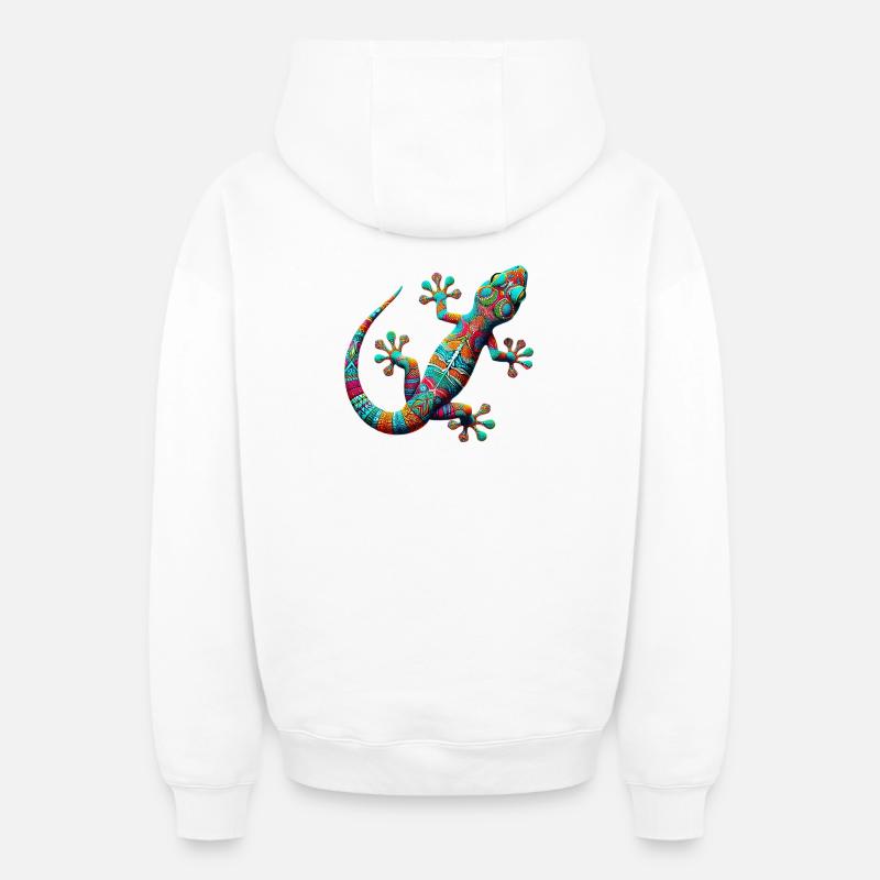 Gecko - Sweat à capuche unisexe zippé oversize épais SPREAD - blanc