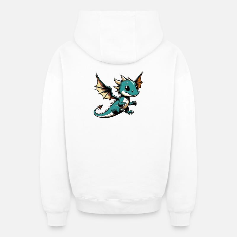 Dragon - Sweat à capuche unisexe zippé oversize épais SPREAD - blanc
