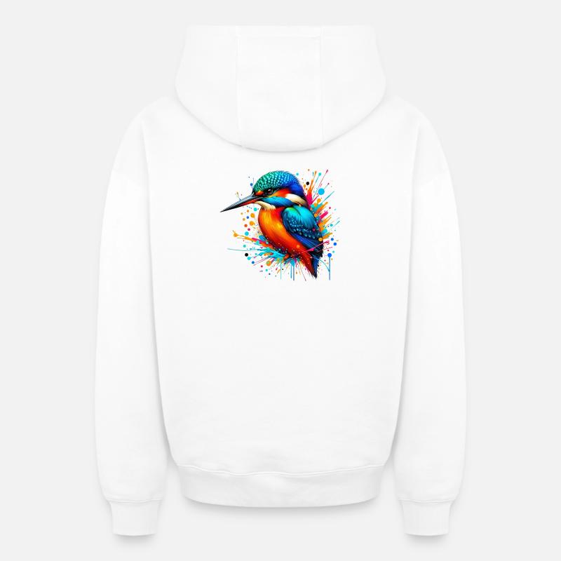 Martin-pêcheur - Sweat à capuche unisexe zippé oversize épais SPREAD - blanc