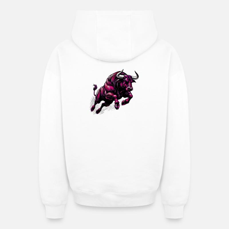 Taureau - Sweat à capuche unisexe zippé oversize épais SPREAD - blanc