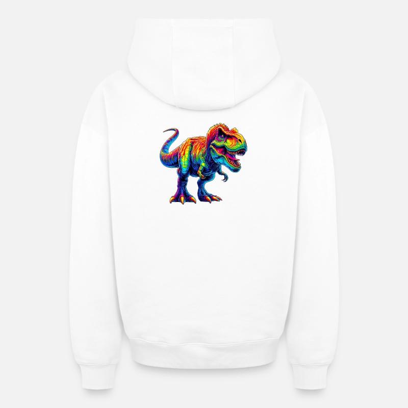 Dinosaure - Sweat à capuche unisexe zippé oversize épais SPREAD - blanc