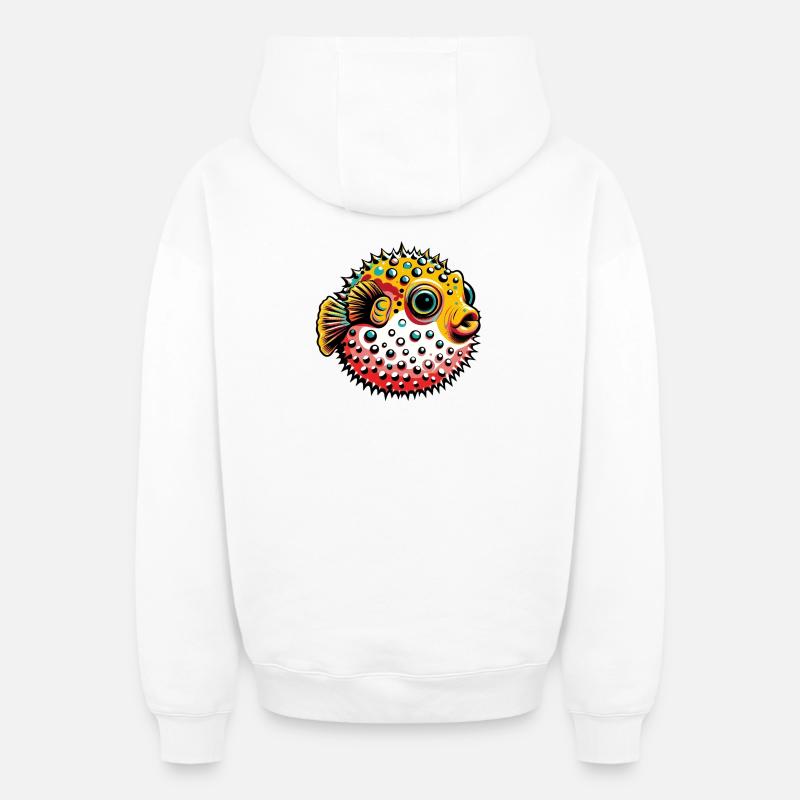 Blowfish - Sweat à capuche unisexe zippé oversize épais SPREAD - blanc