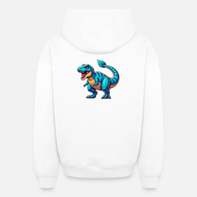 Dinosaure - Sweat à capuche unisexe zippé oversize épais SPREAD - blanc