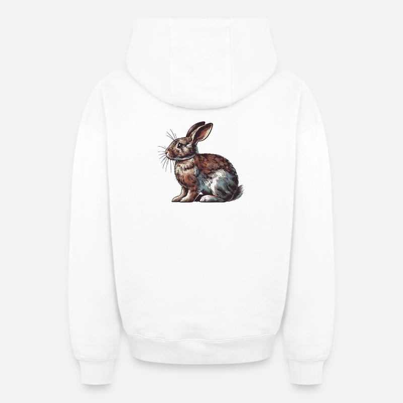 Lièvre - Sweat à capuche unisexe zippé oversize épais SPREAD - blanc
