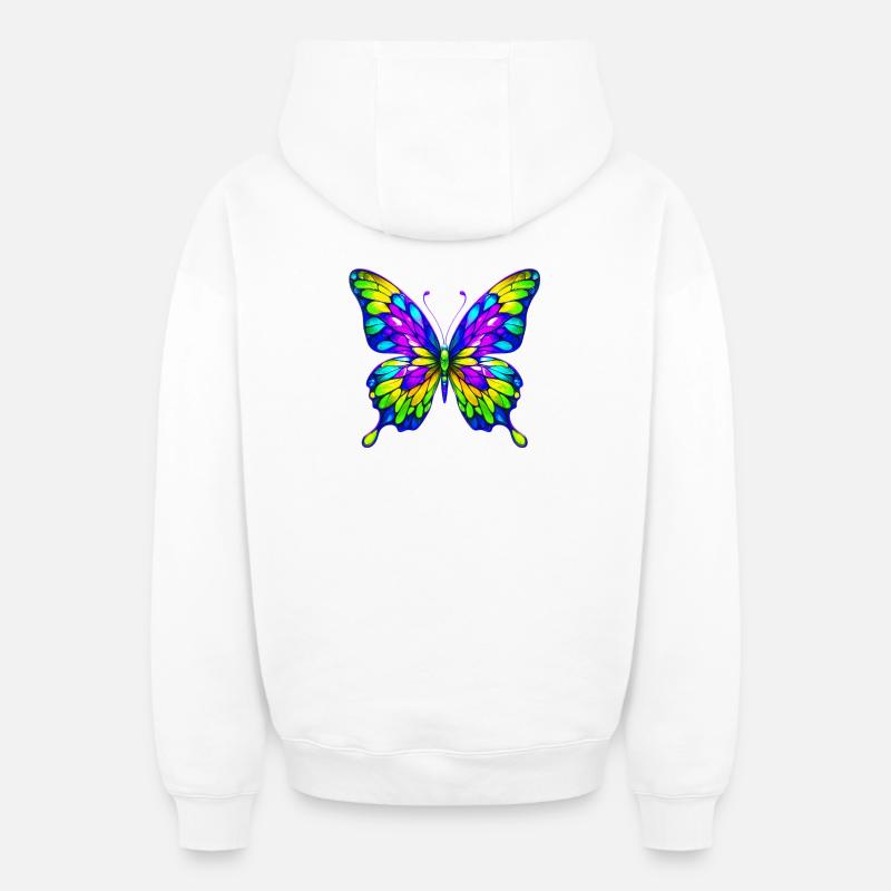 Papillon - Sweat à capuche unisexe zippé oversize épais SPREAD - blanc