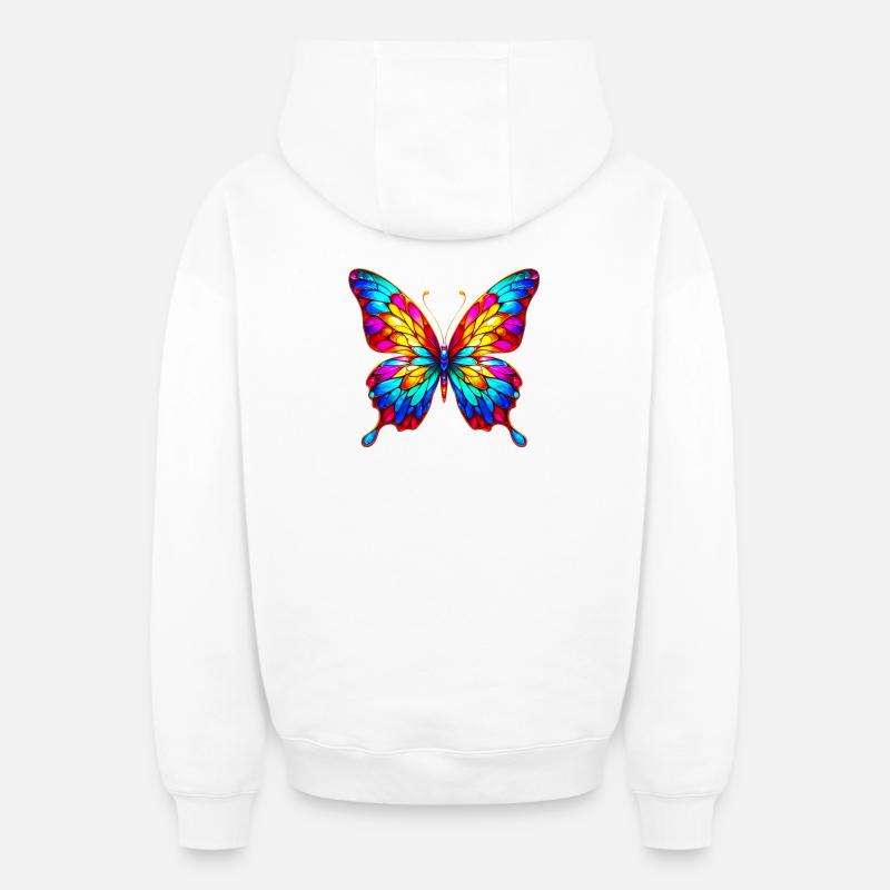 Papillon - Sweat à capuche unisexe zippé oversize épais SPREAD - blanc