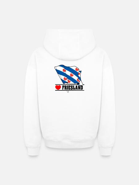 Flag Friesland heart FRIESLAND - Oversized Heavyweight Unisex Zip Hoodie - white