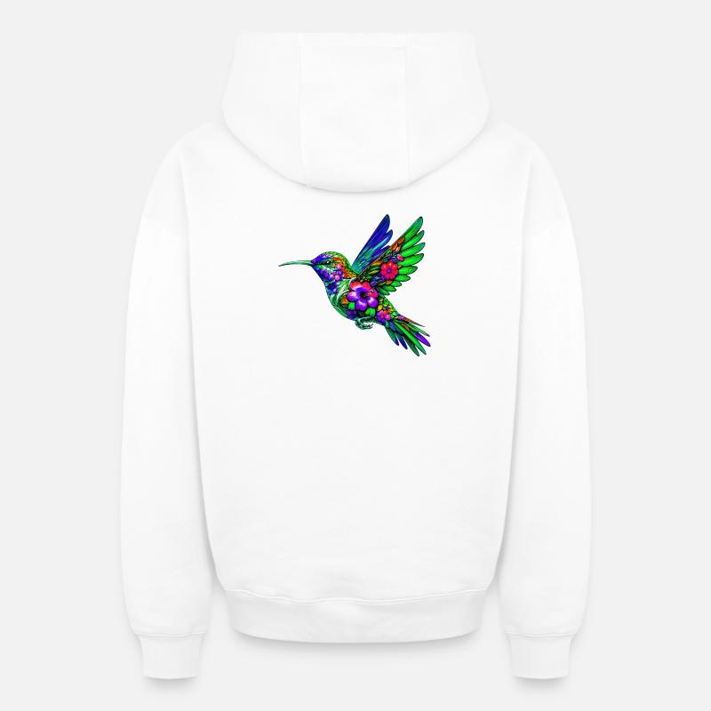 Colibri - Sweat à capuche unisexe zippé oversize épais SPREAD - blanc